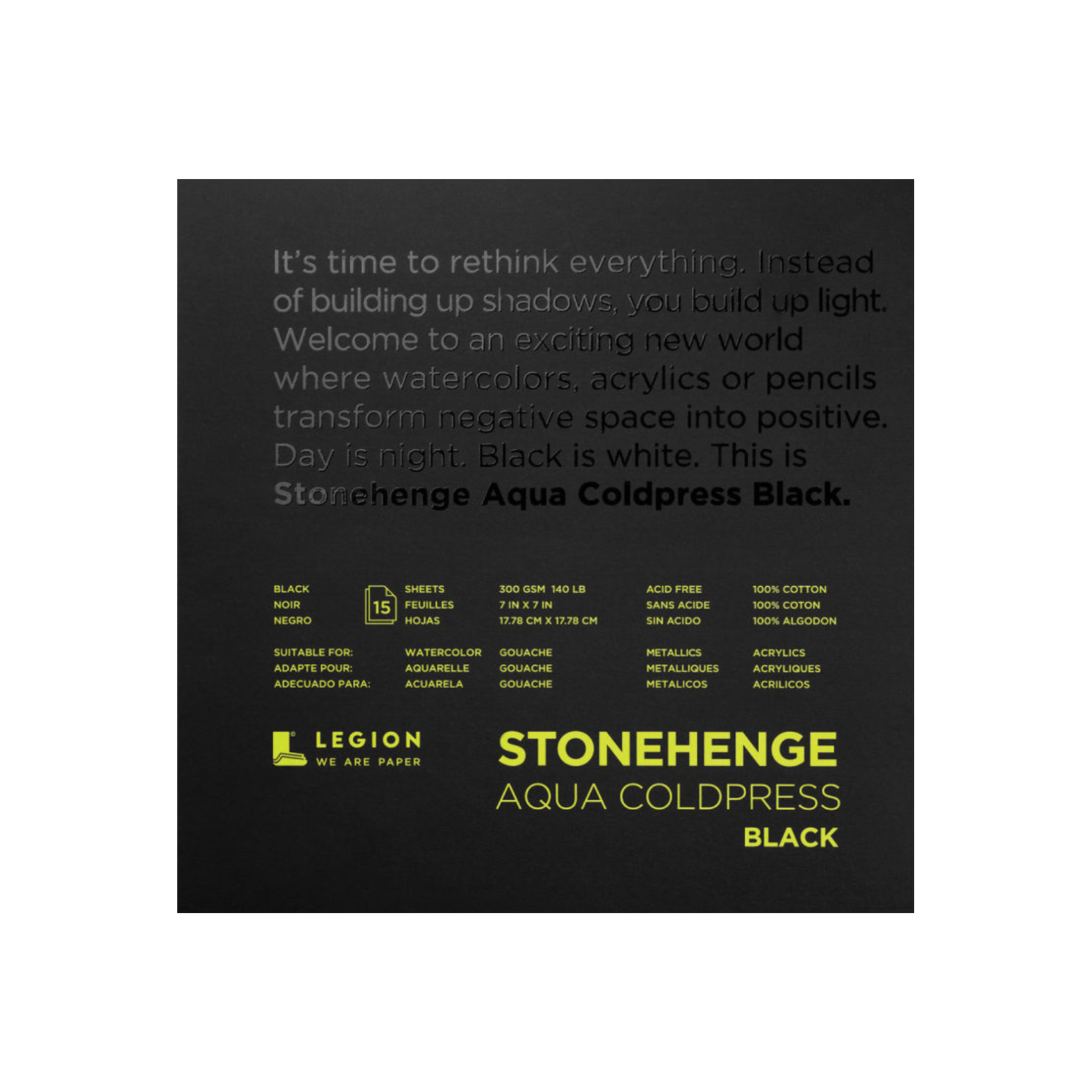 Stonehenge Aqua Black 7x7 Watercolor Paper Pad